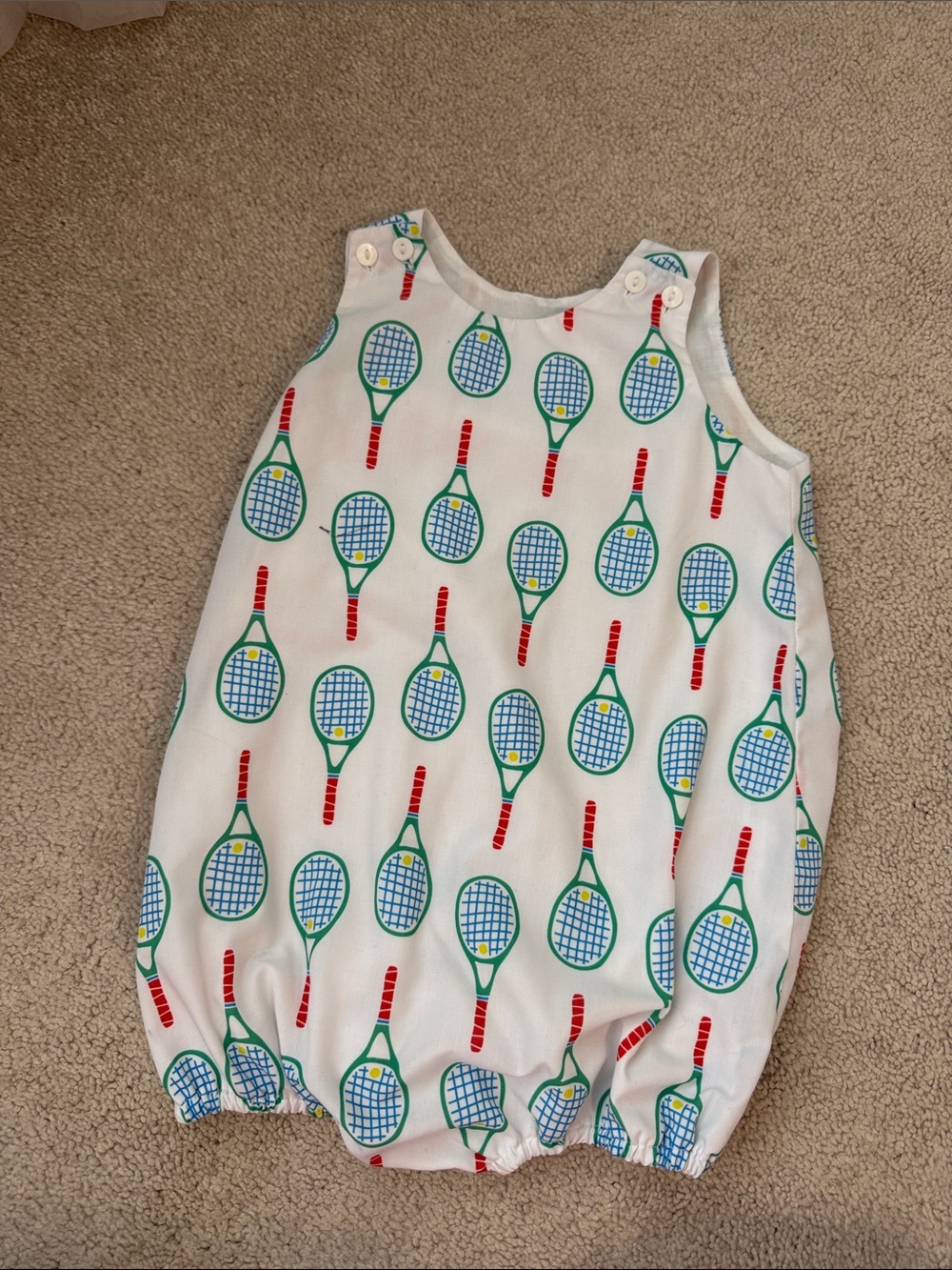 Cecil & Lou White Tennis Racket Print bubble